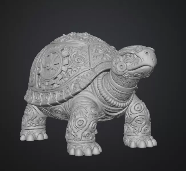 Steampunk Tortoise – Ornamental Mechanical Creature (STL) - Model preview 4