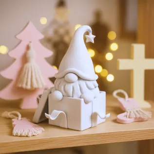 Christmas Gnome in Gift Box | Cute Holiday Figurine - Model thumbnail 6