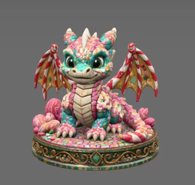 Candy Kingdom Baby Dragon STL File for 3D Print - Model preview 3