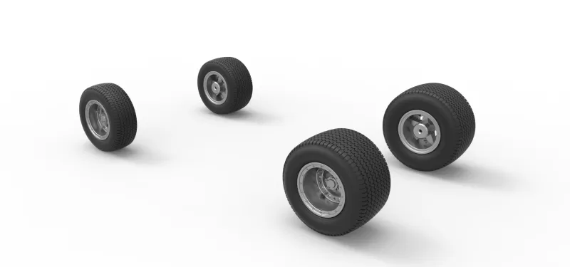 Wheel set of Northeast Dirt Modified stock car V2 Scale 1:25 - Model preview 6