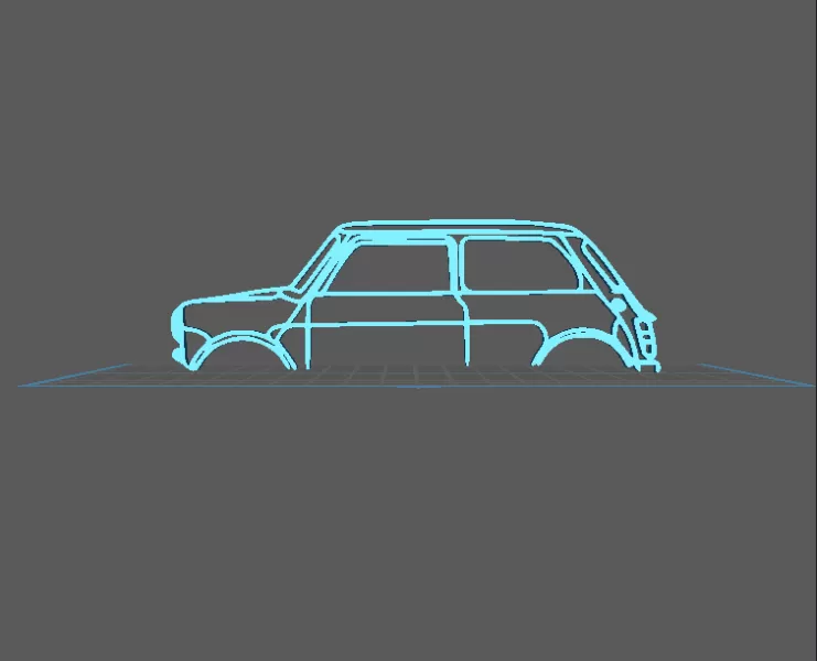 Silhouette Old Mini Cooper - Wall Art - Model preview 2