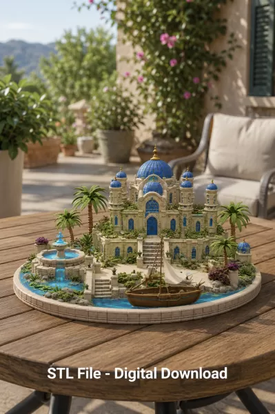 Azure Oasis Palace STL File for 3D Print - Model preview 4