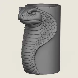 Cobra Snake Head Vase Print Ready 3D Model