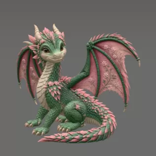 Blossom Meadow Dragon STL File for 3D Print - Model thumbnail 4