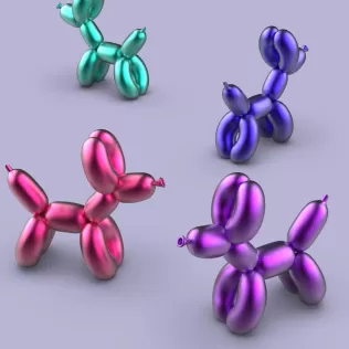 3D Balloon Dog Decor, Cute Modern Home Decor, Balloon Toy Gift - Model thumbnail 3