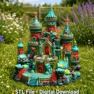 Coral Kingdom Fantasy Castle STL File for 3D Print - Model thumbnail 4