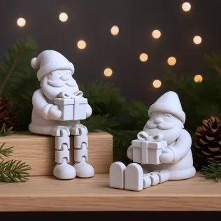Flexi Santa Claus with Gift | Sitting Christmas Articulated