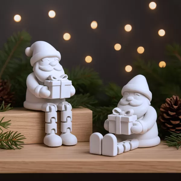 Flexi Santa Claus with Gift | Sitting Christmas Articulated - Model preview 1