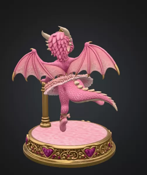Ballerina Dragon Princess STL File for 3D Printing - Model preview 6