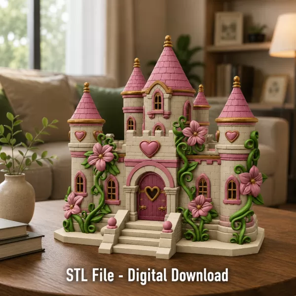Enchanted Heart Blossom Castle STL File for 3D Print - Model preview 1