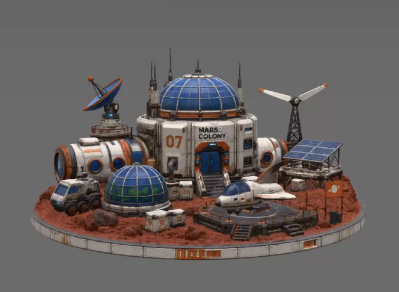 Mars Colony Command Base STL File for 3D Print - Model preview 5