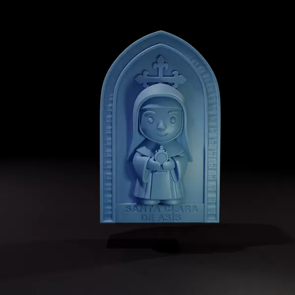 Santa Clara de Asís - Modelo 3D Imprimible (Estilo Chibi) - Model preview 2