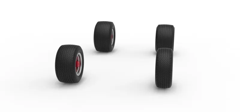 Wheel set of Northeast Dirt Modified stock car V6 Scale 1:25 - Model preview 3