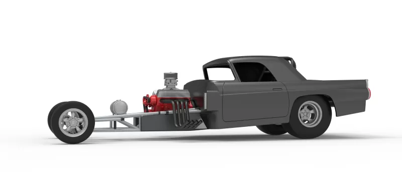 Front engine old school dragster with shell V12 Scale 1:25 - Model preview 2