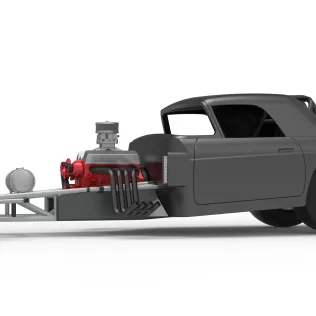 Front engine old school dragster with shell V12 Scale 1:25 - Model thumbnail 2