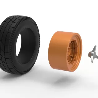 Wheel of Vintage Dirt race car V6 Scale 1:25 - Model thumbnail 9
