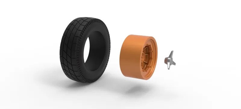 Wheel of Vintage Dirt race car V6 Scale 1:25 - Model preview 9