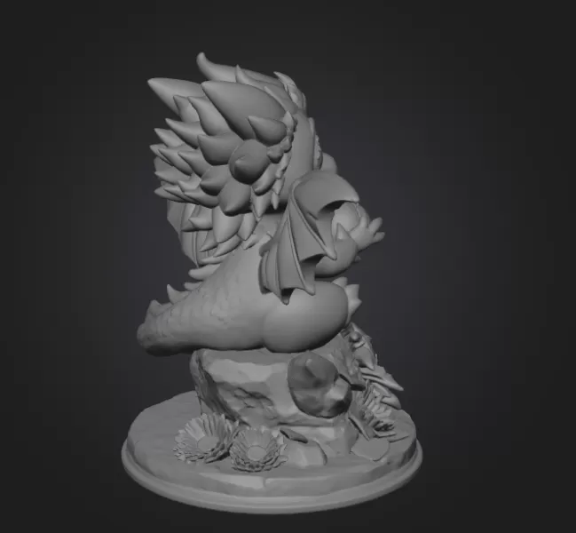 Sun Dragon STL File 3D Printable Fantasy Dragon Figurine - Model preview 12