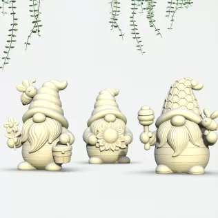 Bee Gnome Figures, 3 pcs. Spring Gnome, Bumble Bee HoneyComb - Model thumbnail 3