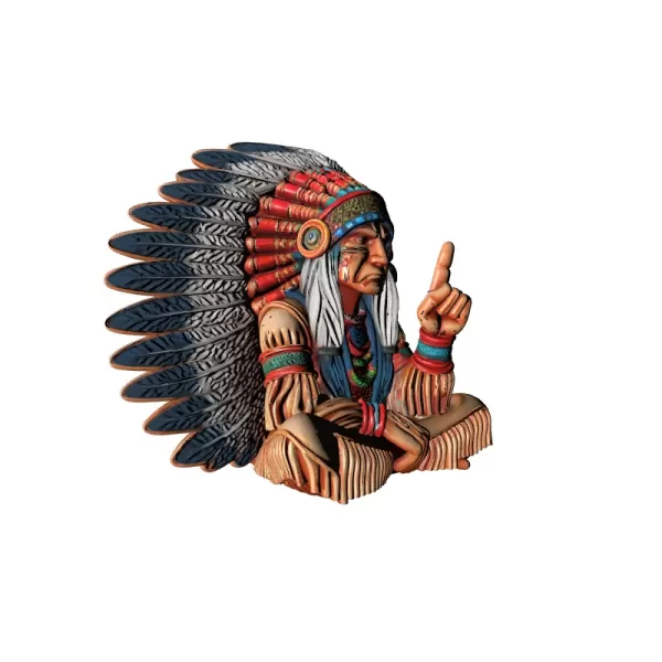 Old Native Indian Man Detailed Character Bust Sculpture Model - Model preview 5