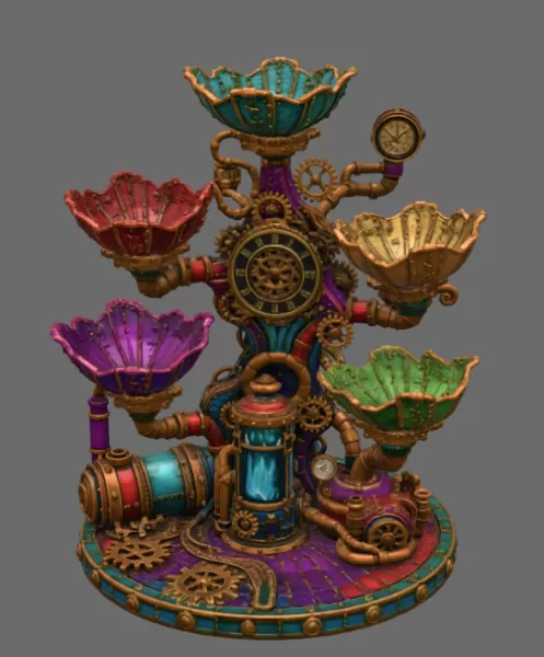 Steampunk Lotus Jewelry Organizer STL File for 3D Print - Model preview 7