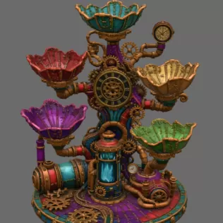 Steampunk Lotus Jewelry Organizer STL File for 3D Print - Model thumbnail 7