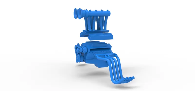 Engine V8 for vintage dragster Version 11 Scale 1:25 - Model preview 16