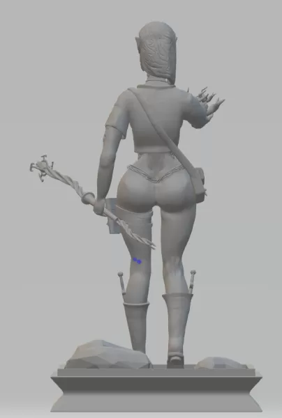 3D printed half-elf sorceress figurine for board games - Model preview 4