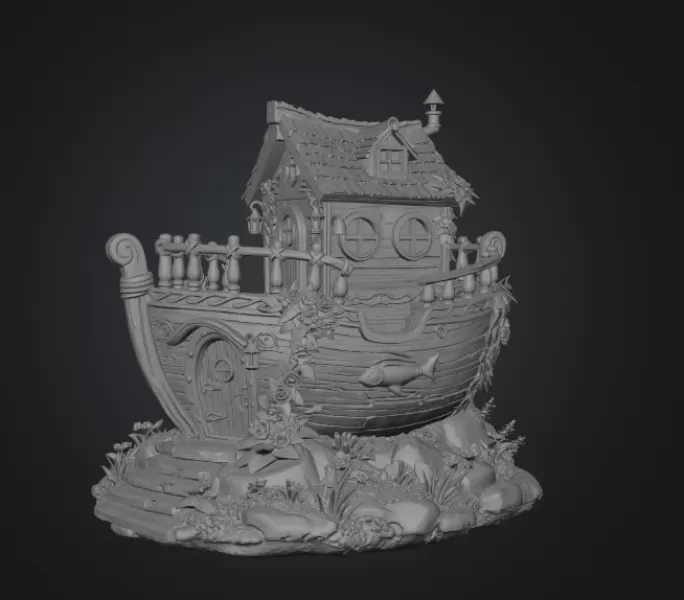 Enchanted Ship Cottage STL File 3D Print - Model preview 7