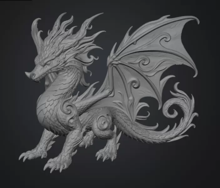 Ocean Breeze Dragon STL File for 3D Print - Model preview 13