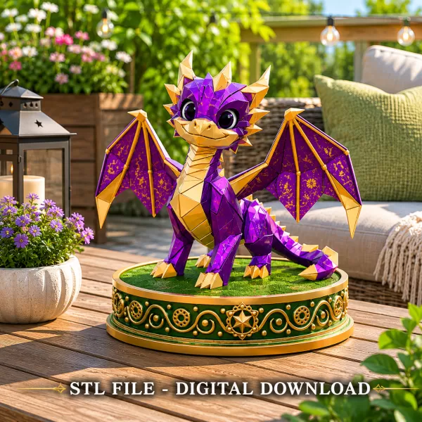 Origami Style Baby Dragon STL File for 3D Print - Model preview 1