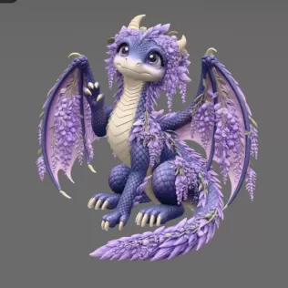 Wisteria Blossom Dragon STL File for 3D Print - Model thumbnail 8