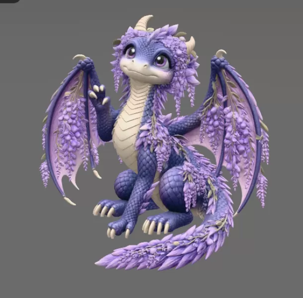 Wisteria Blossom Dragon STL File for 3D Print - Model preview 8