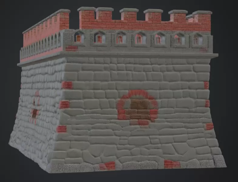 Mauer mit schiessschadten - Model preview 2