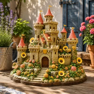 Sunflower Fantasy Castle STL File for 3D Print - Model thumbnail 3
