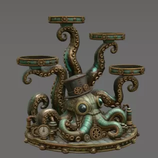 Steampunk Octopus Tray Organizer STL File for 3D Print - Model thumbnail 10