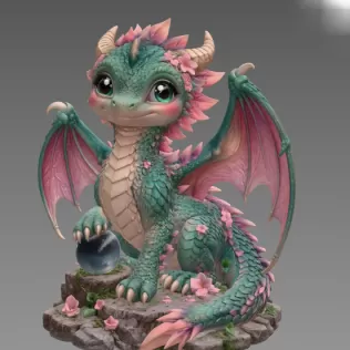 Blossom Baby Dragon STL File for 3D Print - Model thumbnail 3