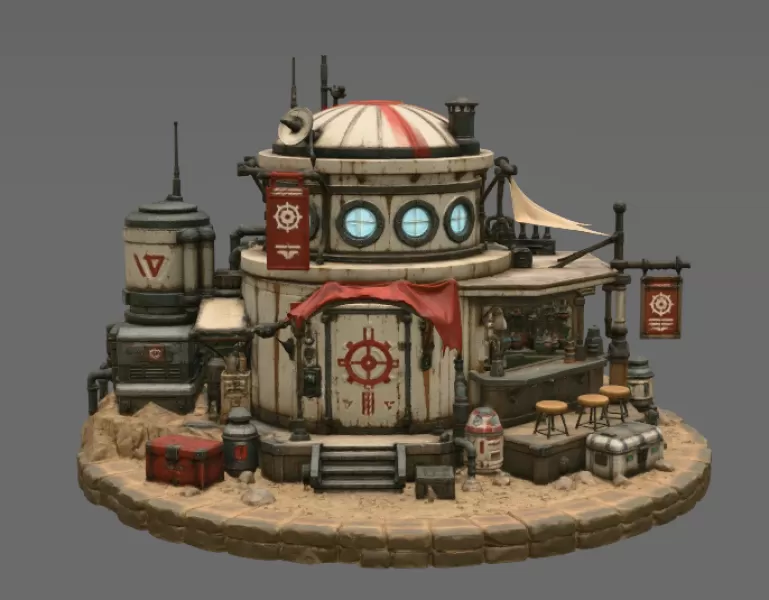 🚀 Desert Outpost Cantina STL File for 3D Print - Model preview 5