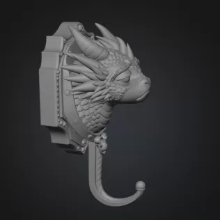 Grumpy Dragon Wall Hook STL File for 3D Print - Model thumbnail 11