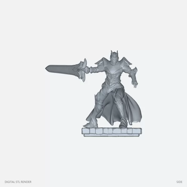 Wide-Stance Sword Warrior Statue - STL - Model preview 3
