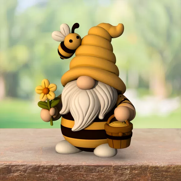 Bee Gnome Figures, 3 pcs. Spring Gnome, Bumble Bee HoneyComb - Model preview 10