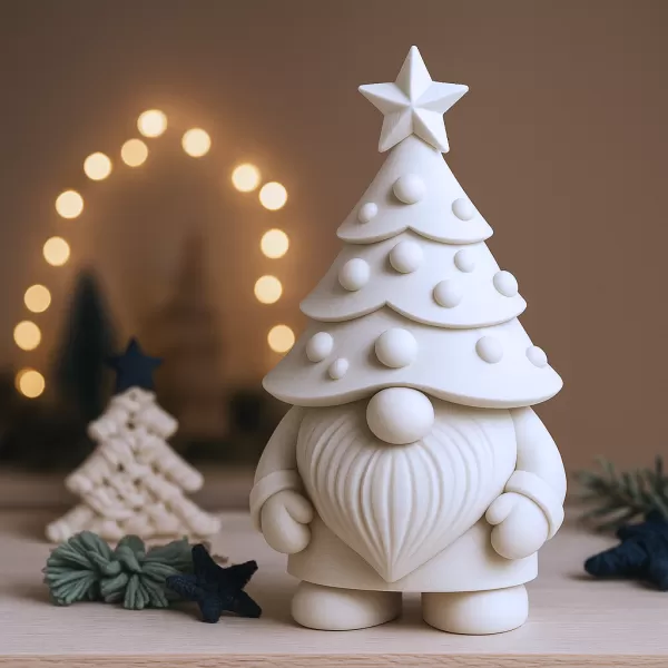 Christmas Tree Hat Gnome Figure | Festive Holiday Decor - Model preview 8