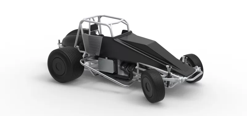 Vintage Dirt Silver Crown Car while turning Scale 1:25 - Model preview 24