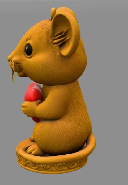Cute Mouse with Heart – 3D Printable STL File - Model preview 4