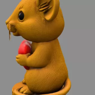 Cute Mouse with Heart – 3D Printable STL File - Model thumbnail 4