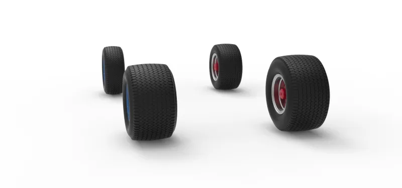Wheel set of Northeast Dirt Modified stock car V6 Scale 1:25 - Model preview 9