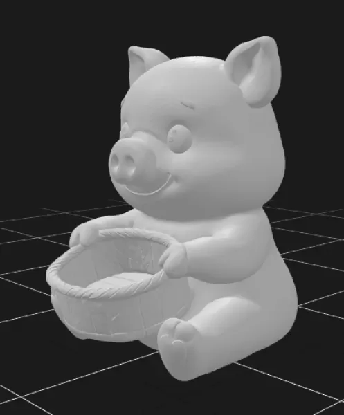 Pig Holding a Gift Basket - Model preview 3