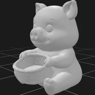 Pig Holding a Gift Basket - Model thumbnail 3