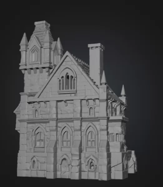 Dark Fantasy Mansion STL File for 3D Printing - Model preview 10