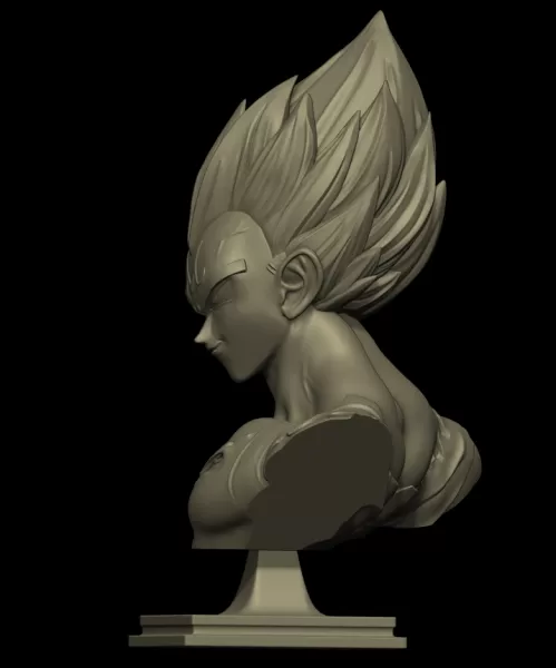 Vegeta Bust 3D Print (Scale 1/9 and 1/6) - Model preview 3